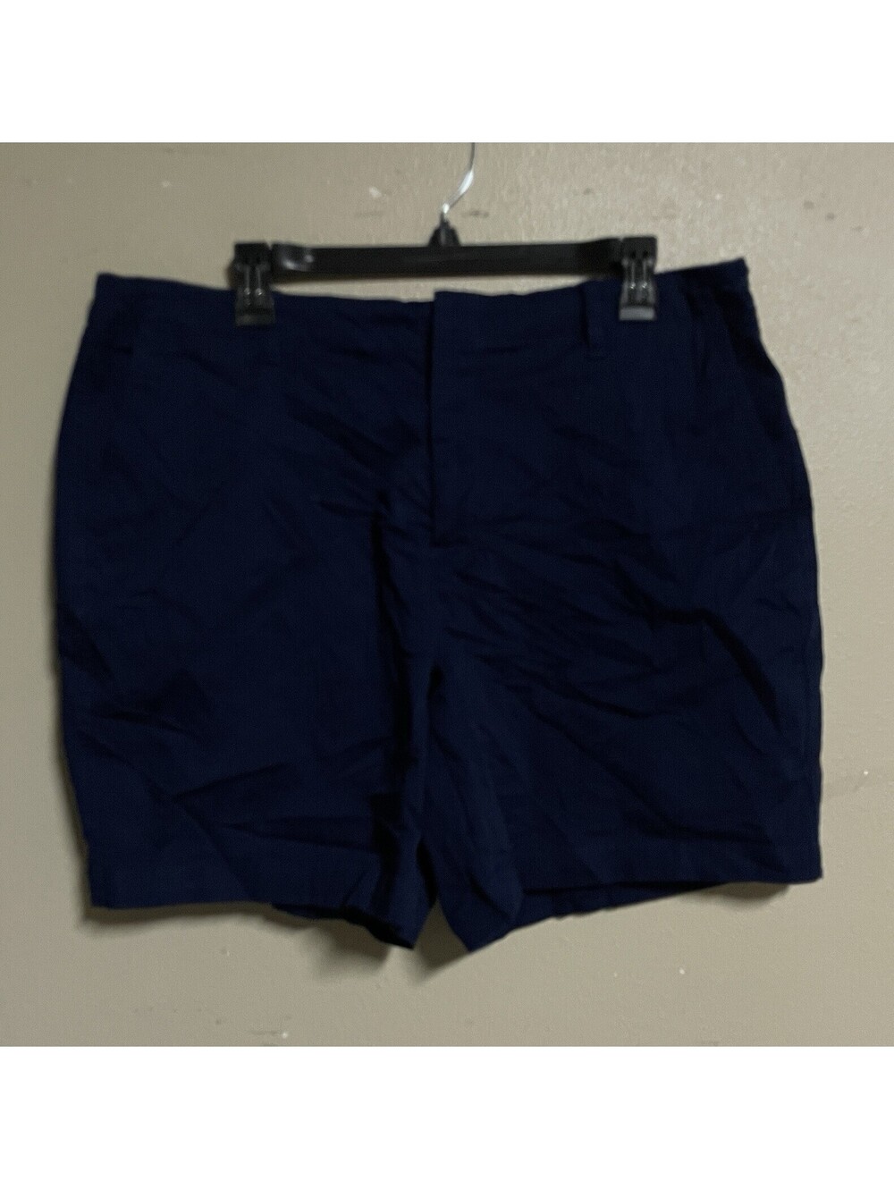 Plus Size Shorts Lands End Solid Navy Blue 18W Above Knee